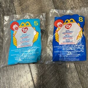 1999 McDonalds TY happy meal toys Nuts the squirrel and rocket the blue jay